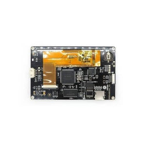 5 Inch Nextion TFT HMI LCD Touchscreen NX8048K050 - the rear black circuit board with a ribbon cable, a memory card slot, and a battery holder.