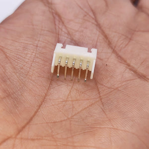 5 Pin Right Angle Male 2.5mm JST Xh Style PCB Mount Connector - shown in a close-up view, featuring a white plastic housing with five metal pins.