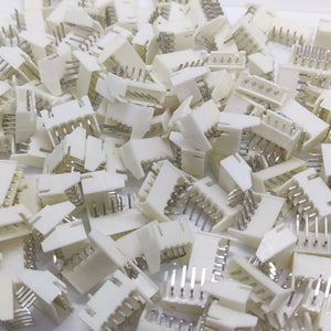 5 Pin Right Angle Male 2.5mm JST Xh Style PCB Mount Connector - shown as a large pile of white plastic connectors with metal pins.