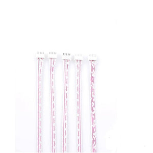 5 Wires 2.54mm Pitch Female To Female JST Xh Connector Cable Wire 6 Inch - five white JST connector cables with pink and white striped wires.