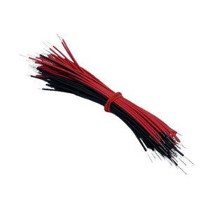 50pcs Bundle Soldering Wire Jumper Cable Dupont Wire Electronic Wires Black Red Color - a tied bundle of red and black pre-cut jumper wires.