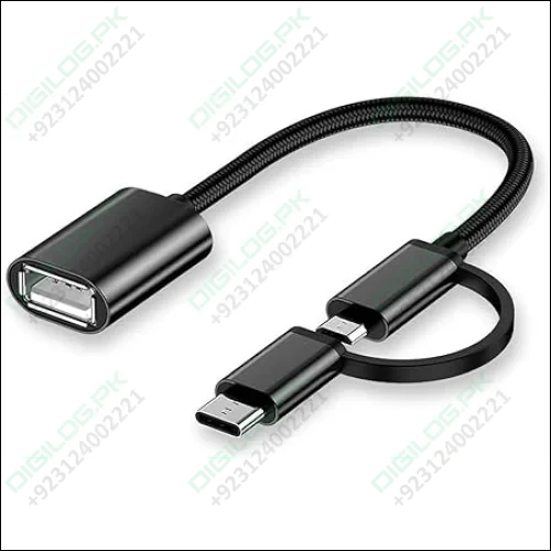 2 in 1 USB 3.0 OTG Adapter Cable Type C Micro USB to USB 2.0 Interface Converter for Cellphone Charging Cable Line Black