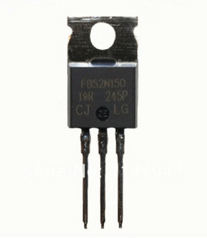 52N15 MOSFET - High-performance N-channel Power MOSFET - a black, three-pin electronic component with a metal mounting tab and the text "FB52N15D" and "I R" printed on its front surface.