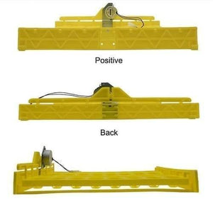 56 Eggs Tray Poultry Chicken Bird Eggs 12V Incubator Turner Tray With Turning Motor - three views of the yellow plastic egg tray with an attached electric motor.