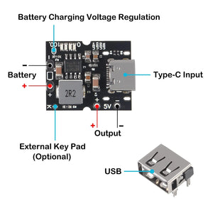 5v 2a Type-c Usb High Precision Lithium Battery Charge Protection Converter Booster Usb Port Without Soldering — Buy online in Pakistan | digilog.pk