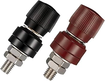 5mm Battery Terminal Stud Remote Battery Binding Post Power Junction Connector Terminal Kit 1 Pair Black + Red - one black and one red threaded terminal post.