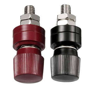 5mm Battery Terminal Stud Remote Battery Binding Post Power Junction Connector Terminal Kit 1 Pair Black + Red - one red and one black threaded terminal post.
