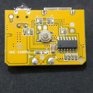 5V 1A Power Bank Charger Step Up Boost Charging Circuit Module - a yellow rectangular PCB with a button, USB port, and HKE-2689SP label.