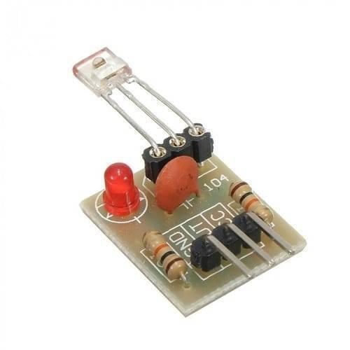 5V Laser Receiver Module High Level Laser Light Detected Sensor Module For Arduino Raspberry Pi - small circuit board with a laser sensor, a red LED, a brown capacitor, two resistors, and a three-pin connector.