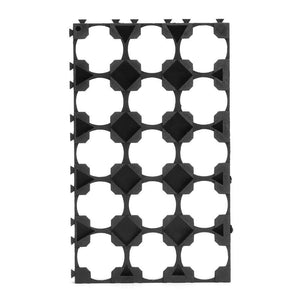 5x3 15 Cell 18650 Battery Spacer Radiating Holder Bracket With Lock For Electric Car Bike - a black plastic rectangular grid with 15 circular battery slots and interlocking edges.