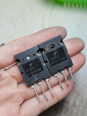 60A 1000V IGBT G60N100BNTD TGL60N100ND1 Npt Trench IGBT With Soft Recovery Diode, TO-264 Package|digilog.pk - two black TO-264 package transistors with three metal pins each, held in a hand showing the printed model labels.