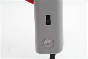 60W Manual Automatic Tin Welding Gun 941-60 Soldering Gun - a close-up of the grey handle featuring a HI/LO toggle switch and a circular holographic quality sticker.