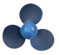 623Y2A Soft Blue 62mm Toy Fan Blade Propeller Three-blade Propeller Fan Blade - with dark grey blades and a central blue plastic mounting hub.