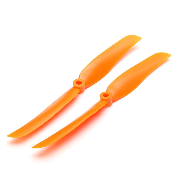 EP8060 Macroporous 200mm Bullet Propeller Propeller DIY Fixed Wing Aircraft Propeller - two bright orange plastic fixed-wing aircraft propellers shown at an angle against a white background.