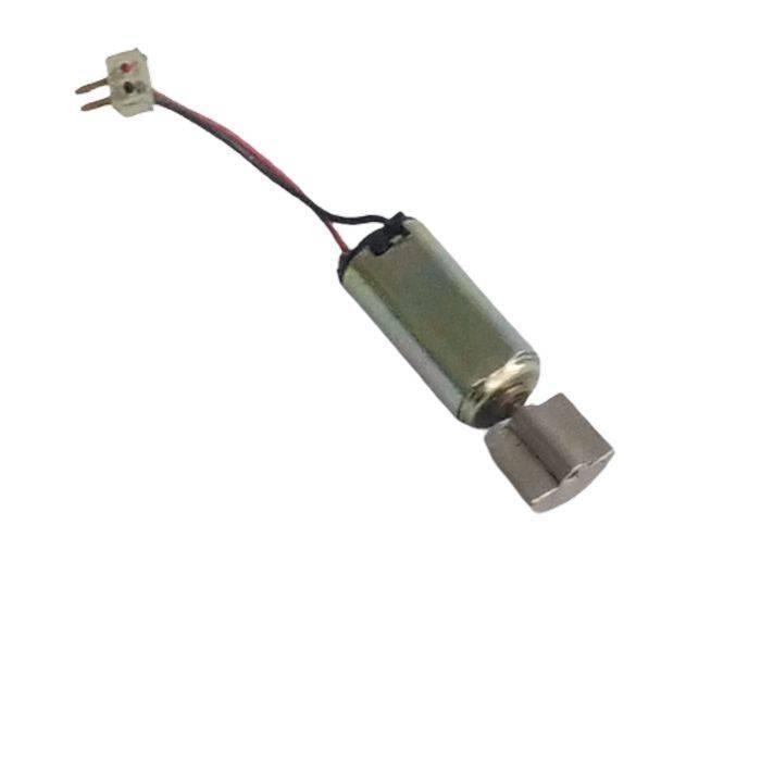 6mm x 12mm Mini Coreless Vibration Motor - a silver cylindrical motor with an attached eccentric weight and a two-pin white connector.