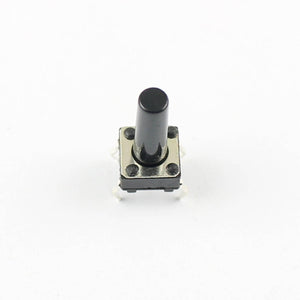 6x6x14mm Momentary Tactile Tact Push Button Switch 4 Pin DIP High 14mm - a small black square tactile switch with a tall black cylindrical actuator.