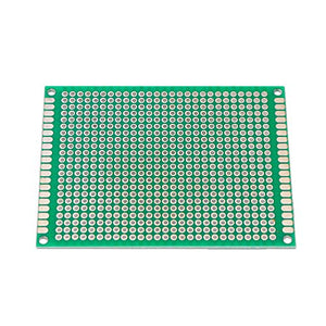 6x8cm Single Side Fiberglass PCB Veroboard Stripboard Circuit Project Board - a rectangular green circuit board with a grid of copper-plated holes.