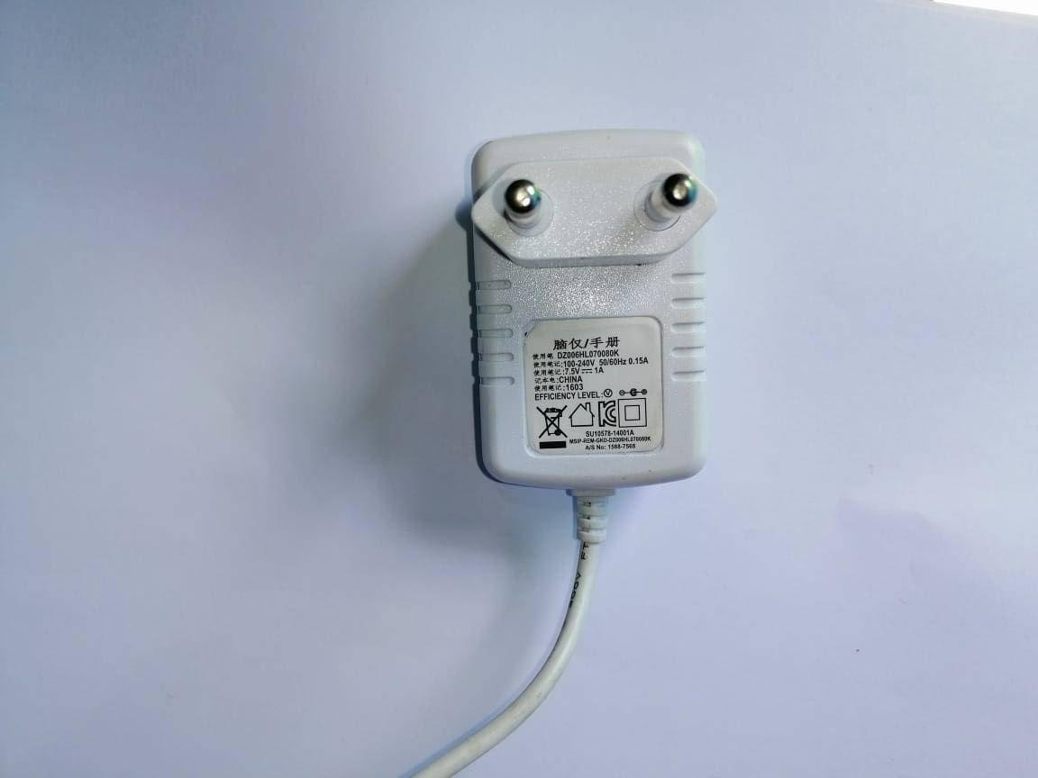 7.5V 1A Power Adapter Power Supply DC Power Supply - a white wall-plug power supply with a two-pin European-style plug and a white output cable extending from the bottom.