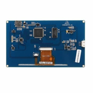 7 Inch Nextion HMI LCD Touch Display Screen NX8048T070 - the blue rectangular back of the circuit board with ports, chips, and ribbon cables.