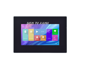 7 Inch Tjc TFT HMI LCD Touchscreen-Digilog.pk - a black rectangular frame with a colorful graphical user interface on its screen displaying various icons.