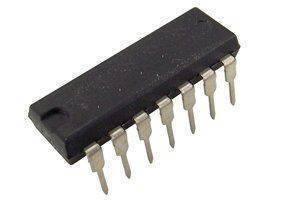 74112 Jk Flip-flop IC 74HC112 - a black, rectangular dual in-line package integrated circuit with eight metal pins visible on one side.