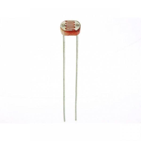 7mm Photocell Photoresistor LDR Light Dependent Resistor Sensor - shown as a small, round, reddish-brown sensor head with a wavy pattern and two metal leads.