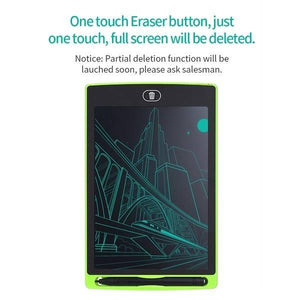 8.5 Inch Electronic Digital Graphics LCD Sketching Writing Tablet Doodle Drawing Board Pad Erasable E-writer Learning Notepad Slate For Kids Adults - a drawing of a bridge and train, with a stylus and erase button.