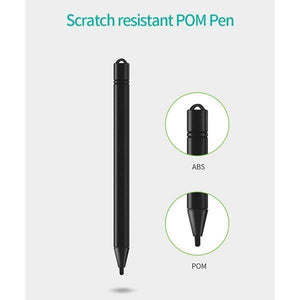 8.5 Inch Electronic Digital Graphics LCD Sketching Writing Tablet Doodle Drawing Board Pad Erasable E-writer Learning Notepad Slate For Kids Adults - a close-up diagram showing the black POM pen with ABS and POM material labels.