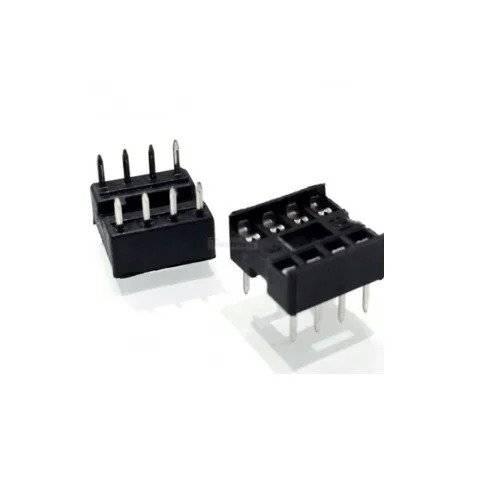 8 Pin DIP IC Socket Base Adaptor Connector - shown as two black plastic dual-inline components with eight metal pins each.