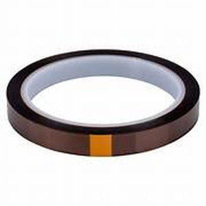 8mm Kapton Polyimide Heat Resistant Tape - shown as a single roll of translucent brown adhesive tape with a bright orange starter strip.