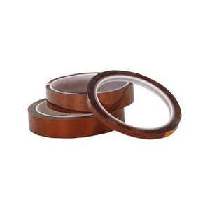 8mm Kapton Polyimide Heat Resistant Tape - shown as three rolls of translucent, amber-colored adhesive tape stacked and arranged on a white background.