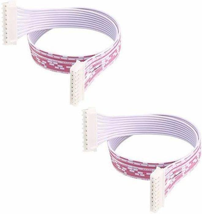 9 Wires 2.54mm Pitch Female To Female JST Xh Connector Cable Wire 6 Inch - two white ribbon cables with white female connectors on both ends.