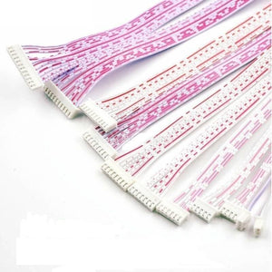 9 Wires 2.54mm Pitch Female To Female JST Xh Connector Cable Wire 6 Inch - shown as a group of white ribbon cables with multi-coloured wires and connectors.