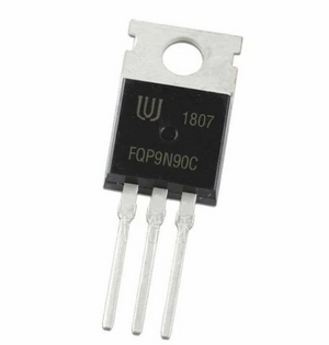 9N90 MOSFET High Voltage N-channel Power Transistor - shown as a black, three-pin electronic component with a metal mounting tab labeled FQP9N90C.