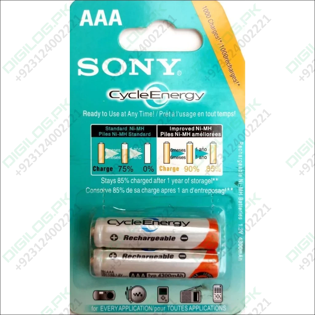 Clone 2pcs Aaa Rechargeable Cell 1.2v Sony Cycle Energy