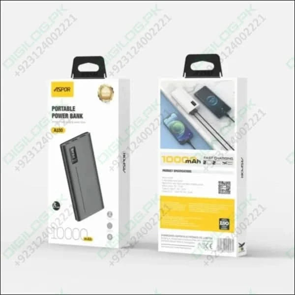 ASPOR A330 10000mAh LED Micro 5V/2A Type-C 5V/2A USB-A 5V/2.4A Power bank
