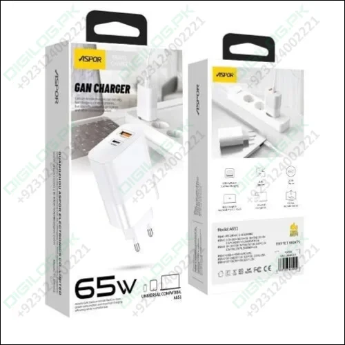 Aspor A851 EU Charger Adapter 65W Qc3.0 Wall Multi Port USB