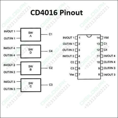 Cd4016 Quad Bilateral Analog Switch Ic