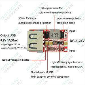 Dc-dc Buck Converter Car Usb Charger Module 6-24v 12v 24v