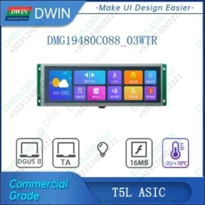 Dwin T5l 8.88inch Tft Lcd Touch Panel Module 1920x480