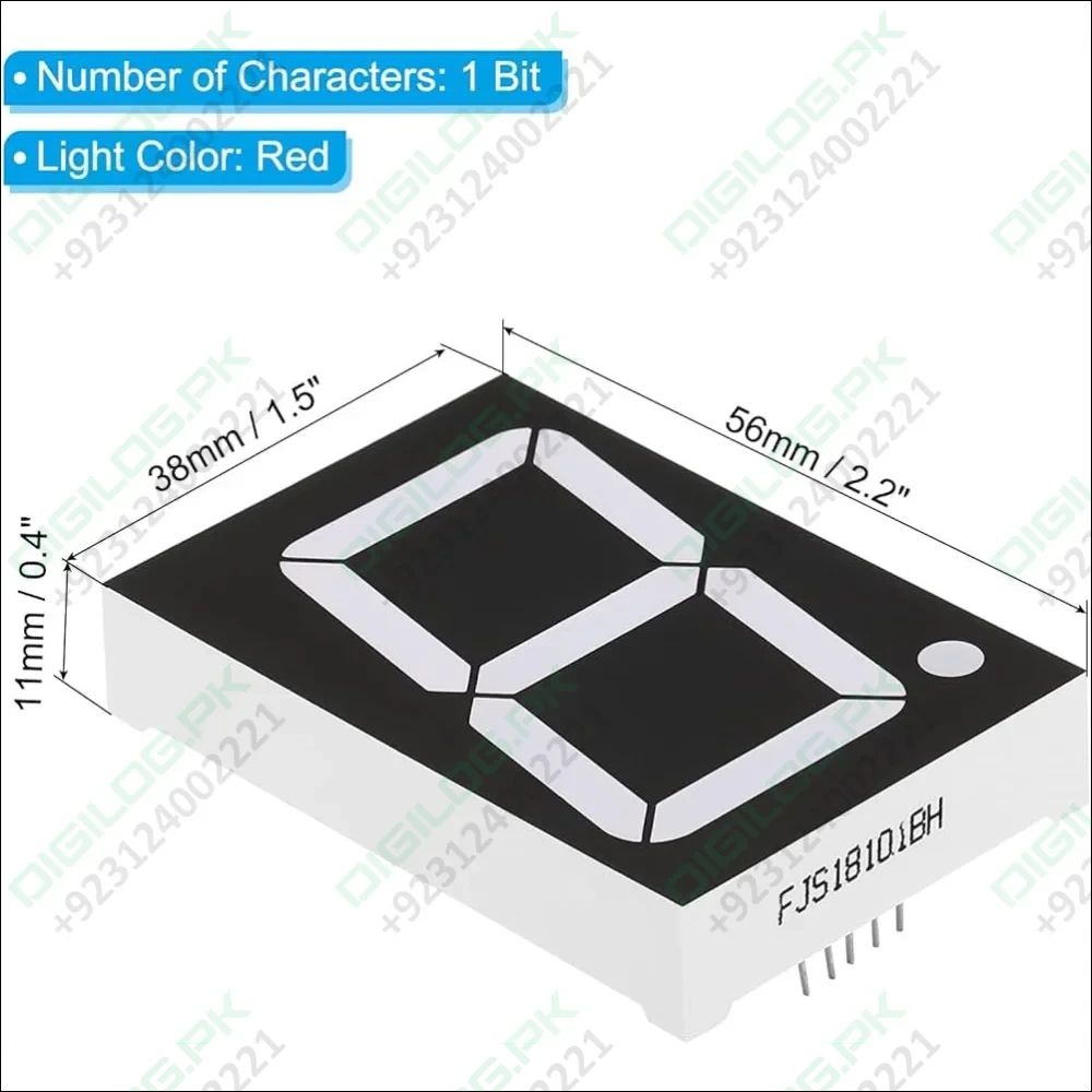 FJS18101BH 38mmx56mmx11mm Led 7 Segment 1 Digit RED Common Anode Display 1.8 inch Digit size