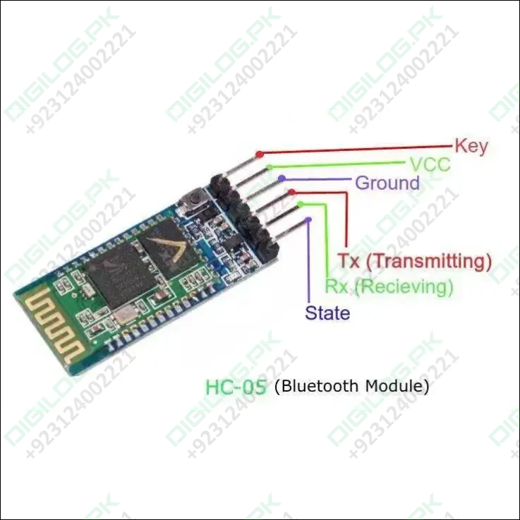 HC-05 Bluetooth Module with labeled pins for easy wiring and connectivity in Pakistan