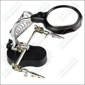 Helping Hand Clip Desktop Led Light Magnifier Glass