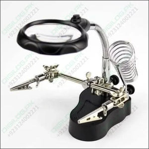 Helping Hand Clip Desktop Led Light Magnifier Glass