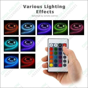 Rgb Led Strip With Remote And Power Supply White Background