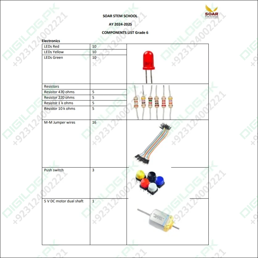 Soar Stem school AY 2024-25 Component list forΒ GradeΒ 6