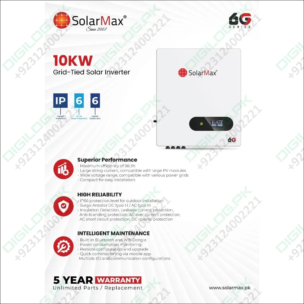 Solar Max SM-10K-6G3P (Three Phase) solar inverter in Pakistan