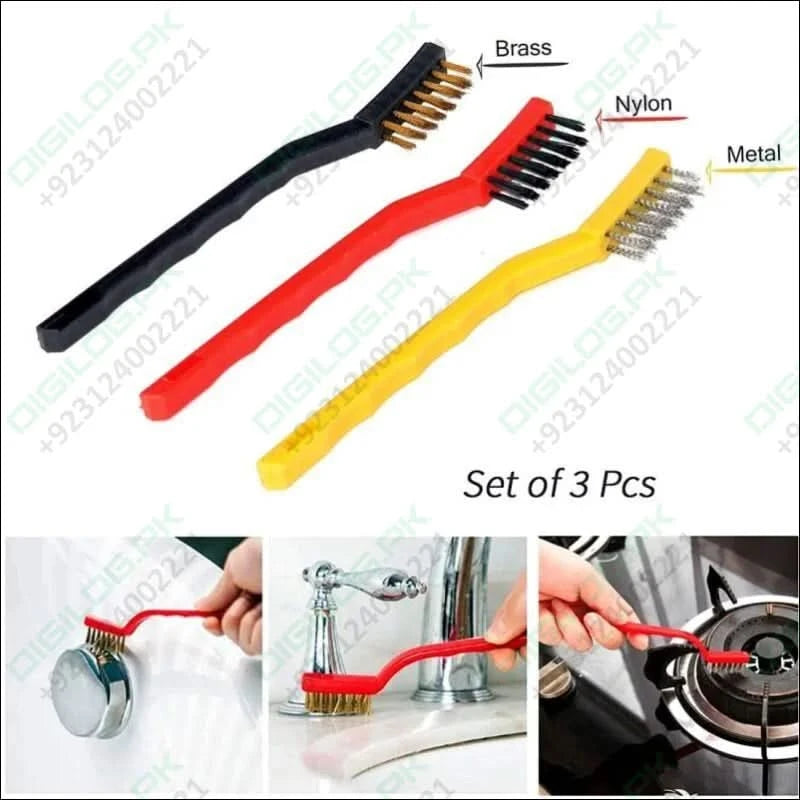 3pcs Wire Brush Stainless Steel Nylon Brass Brushes