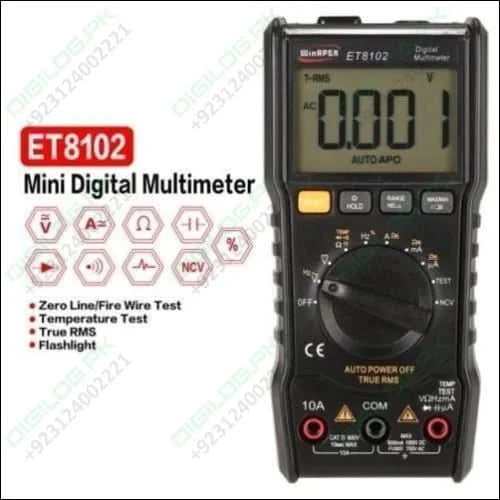 Et8102 True Rms Digital Display Pocket Size Multimeter