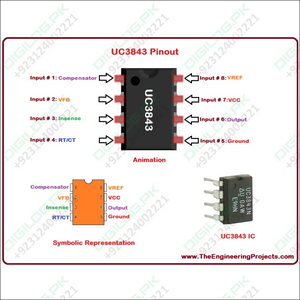 UC3843 Current Mode PWM Controller IC DIP - 8 Package